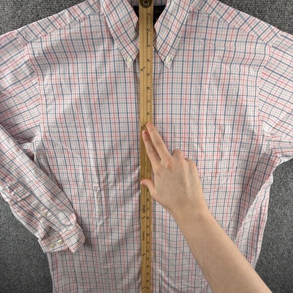 Brooks Brothers Pink Blue Check Long Sleeve Woven Medium Non Iron Woven Cotton - Picture 3 of 11